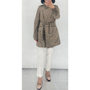 Authentic Burberry Brit Lightweight Windbreaker Belted Trench Coat US 4 #1F421